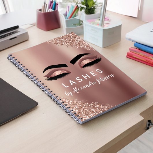 Rose Gold Foil Glitzer Sparkle Lashes Journal Notizblock