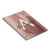 Rose Gold Foil Glitzer Sparkle Monogram Journal Notizblock (Rechte Seite)