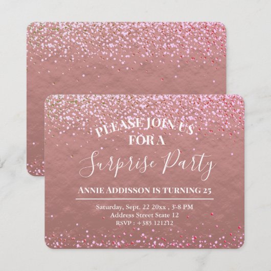Rose Gold Foil Glitzer Sparkle Textur (Vorne/Hinten)