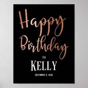 Rose Gold Foil, glückliches Geburtstagszeichen Poster