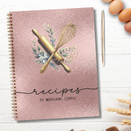 Rose Gold Foil & Gold Whisk Bäckerei Backgeschirr Notizblock