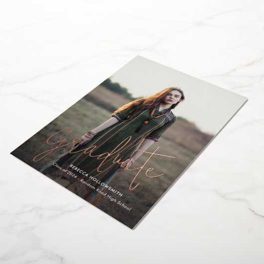 Rose Gold Foil Grad Foto Abschluss Ankündigung (Gedreht)