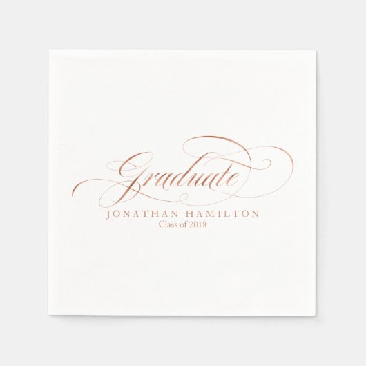 Rose Gold Foil Graduate Extravagante Kalligraphie Serviette (Vorderseite)