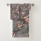 Rose Gold Foil Gray Marbella Badetuch Set (Insitu)