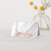 Rose Gold Foil Gray Marble Monogram Heart Wedding Platzkarte (Rückseite)