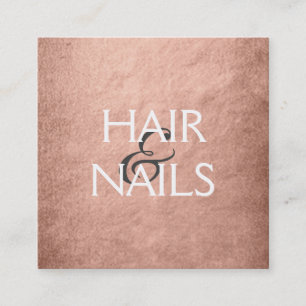 Rose Gold Foil Haar & Nägel Stylist Quadratische Visitenkarte