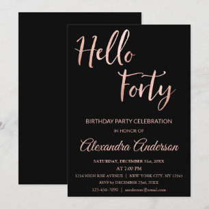 Rose Gold Foil Hallo 40 Geburtstagsparty Einladung