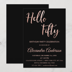 Rose Gold Foil Hallo 50 Fünfzigste Geburtstagspart Einladung