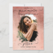 Rose Gold Foil Halo Foto Collage Quinceañera Einladung (Vorderseite)