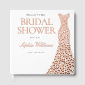 Rose Gold Foil Heart Dress Brautparty Gästebuch (Vorderseite)