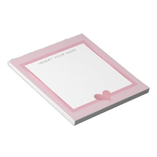 Rose Gold Foil Heart Notepad 5.5" x 6" Notizblock (angewinkelt)