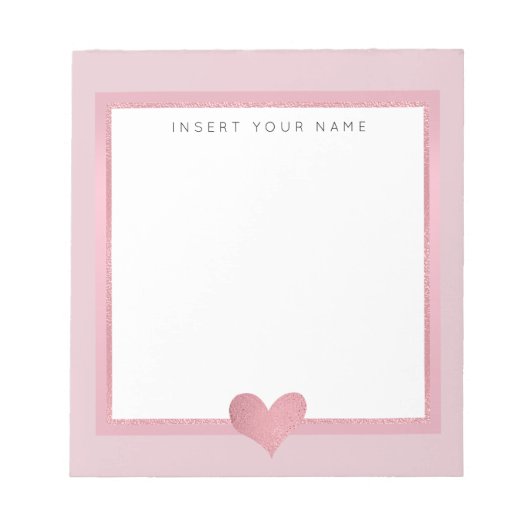 Rose Gold Foil Heart Notepad 5.5" x 6" Notizblock (Vorderseite)