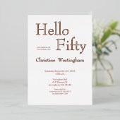 Rose Gold Foil Hello Fifty 50th Birthday Party Folieneinladung (Stehend vorne)