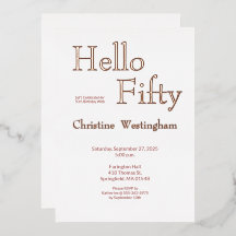 Rose Gold Foil Hello Fifty 50th Birthday Party