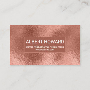 Rose Gold Foil Hintergrund Metallic Shiny Visitenkarte