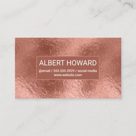 Rose Gold Foil Hintergrund Metallic Shiny Visitenkarte (Vorderseite)