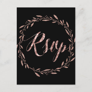 Rose Gold Foil Hochzeit RSVP Postkarten Schwarz