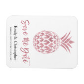 Rose Gold Foil Hochzeit speichern das Datum Ananas Magnet (Horizontal)