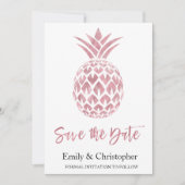 Rose Gold Foil Hochzeit speichern das Datum Ananas Save The Date (Vorderseite)