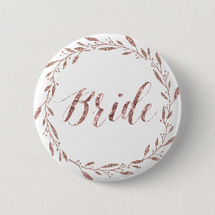 Rose Gold Foil Hochzeitsknöpfe Wreath Bride Button