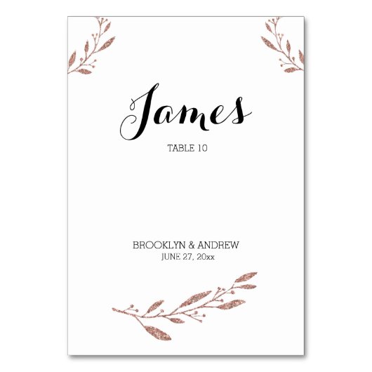 Rose Gold Foil Hochzeitstisch Platzkarten Blumenmu Tischnummer (Vorderseite)