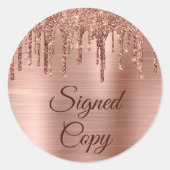 Rose Gold Foil Imitate Glitzer Tropfen Unterzeichn Runder Aufkleber (Vorderseite)