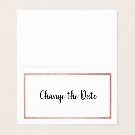 Rose Gold Foil Kalender ändern Datum Karte (Außenseite Aufgefaltet)