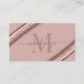 Rose Gold Foil Kupfer Pinsel Monogram QR Code Visitenkarte (Vorderseite)