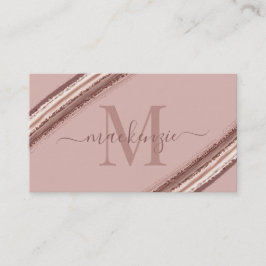 Rose Gold Foil Kupfer Pinsel Monogram QR Code Visitenkarte