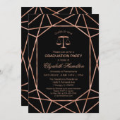 Rose Gold Foil Law School Graduation Party Einladung (Vorne/Hinten)