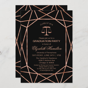 Rose Gold Foil Law School Graduation Party Einladung