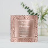 Rose Gold Foil Leopard Glam Einladung (Stehend Vorderseite)
