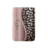 Rose Gold Foil Leopard Print Badematte (Vorderseite Vertikal)