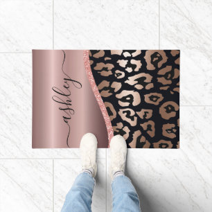 Rose Gold Foil Leopard Print Fußmatte