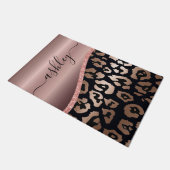 Rose Gold Foil Leopard Print Fußmatte (Schrägansicht)