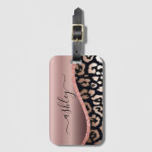 Rose Gold Foil Leopard Print Gepäckanhänger (Vorderseite Vertikal)