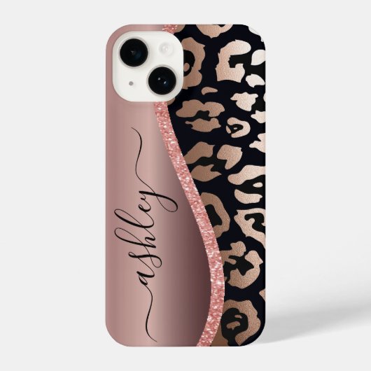 Rose Gold Foil Leopard Print iPhone Hülle (Rückseite)