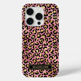 Rose Gold Foil Leopard Print Monogrammed Case-Mate iPhone Hülle