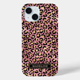 Rose Gold Foil Leopard Print Monogrammed Case-Mate iPhone Hülle