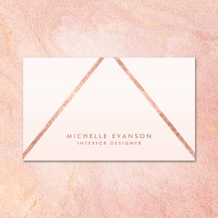 Rose Gold Foil Lines Blush Pink Ombre Elegant Visitenkarte