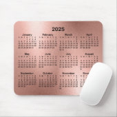 Rose Gold Foil Look 2025 Kalender Mousepad (Mit Mouse)