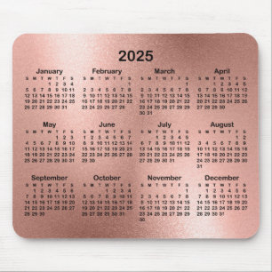 Rose Gold Foil Look 2025 Kalender Mousepad