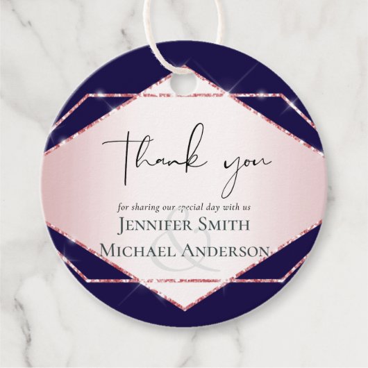 Rose Gold Foil Look Geometric Wedding Geschenkanhänger (Vorderseite)