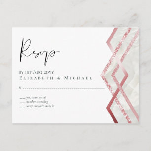 Rose Gold Foil Look Geometric Wedding Postkarte