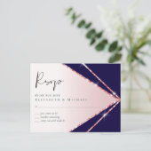 Rose Gold Foil Look Geometric Wedding Postkarte (Stehend Vorderseite)