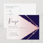 Rose Gold Foil Look Geometric Wedding Postkarte (Vorne/Hinten)