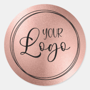 Rose Gold Foil Look Logo Runder Aufkleber