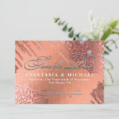 Rose Gold Foil Luxus Glam Stilvolle Hochzeit Save The Date (Stehend Vorderseite)
