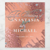 Rose Gold Foil Luxus Glam Stilvolle Hochzeit Weinetikett (Einzelnes Label)