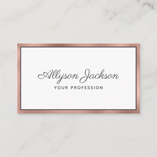 Rose Gold Foil Luxus Script Business Card Visitenkarte (Vorderseite)